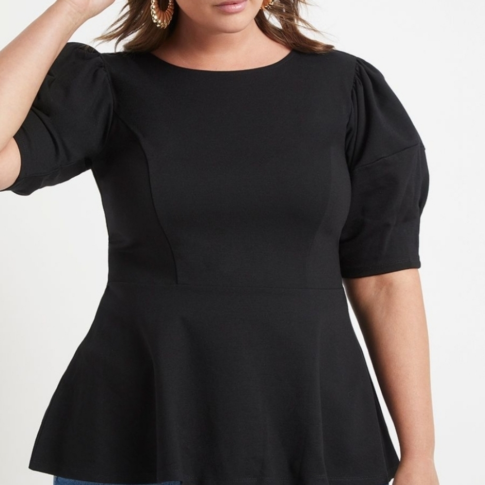 NWOT Puff Sleeve Peplum Top